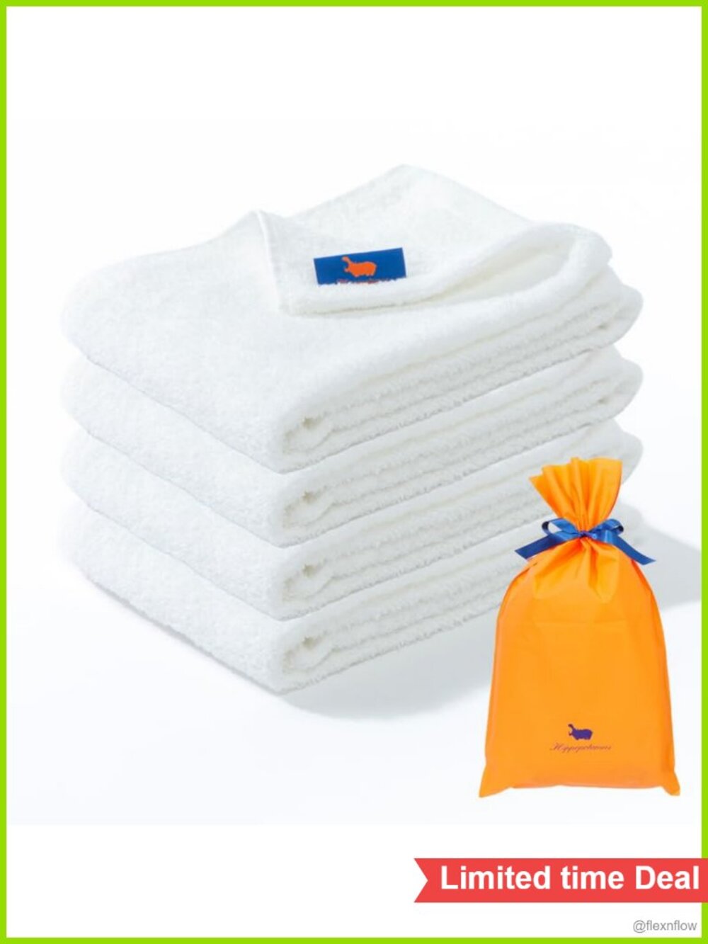Organic Cotton Bamboo Gym Towel Set of 4 Gift Bag Absorbent
